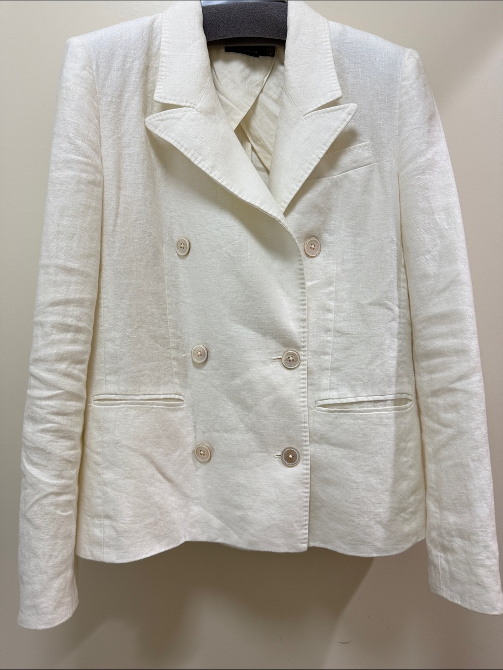 Polo by Ralph Lauren Off-White Double-Breasted Linen Blazer Sz. 2